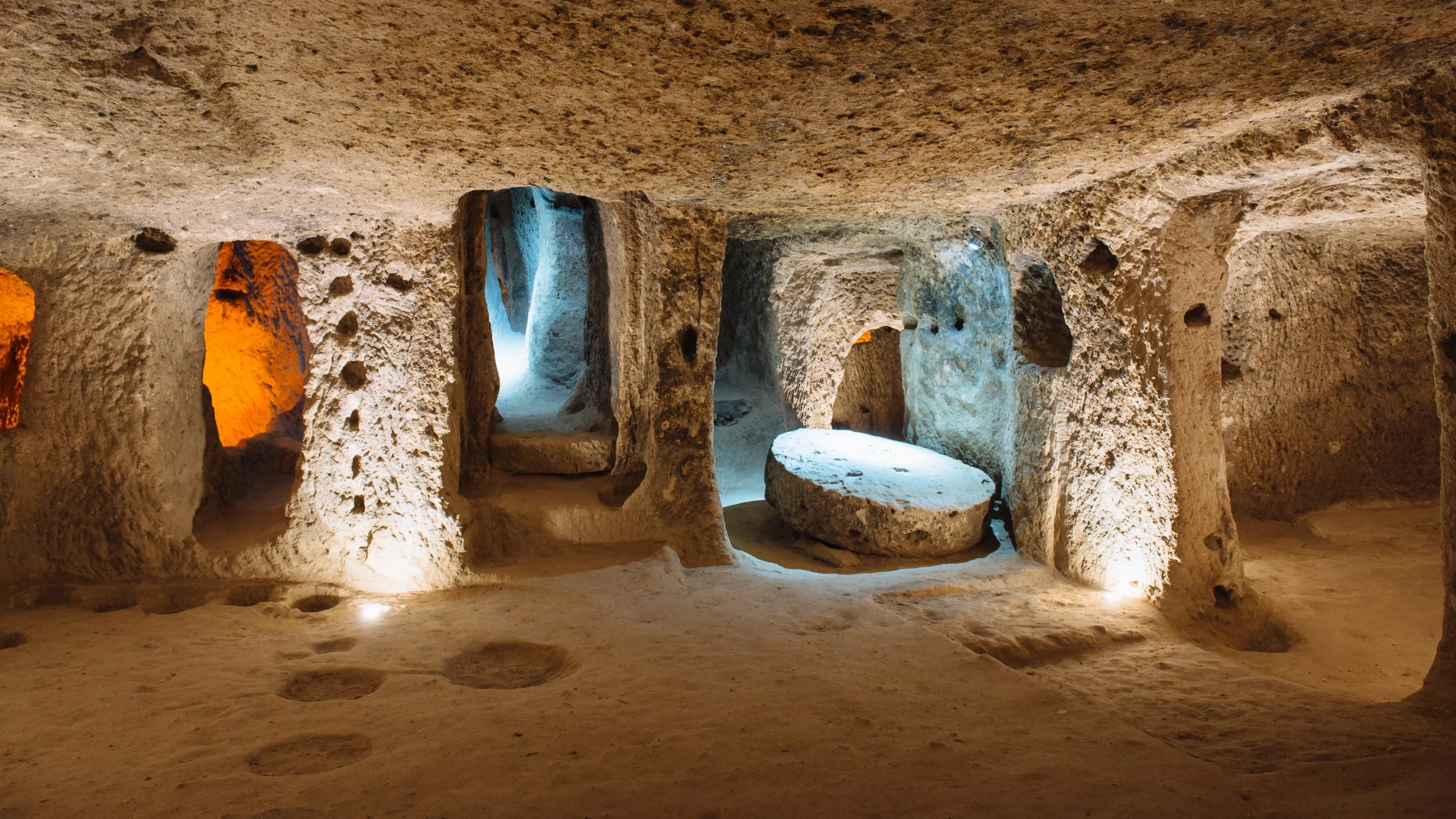 Derinkuyu Underground City ancient chambers with stone walls